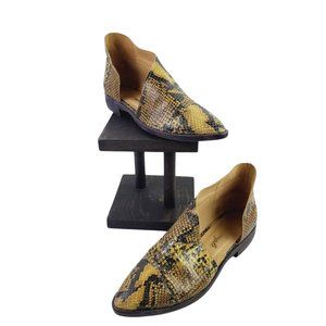 Free People Yellow Royale Leather Snake Flats Sz 6